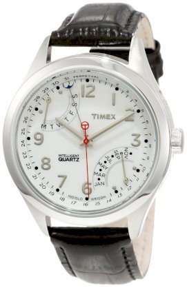 Timex Men's T2N503DH Intelligent Quartz T Series Perpetual Calendar White Dial Silver Case Watch