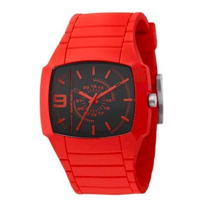 Diesel Watches Men's Bright Red Color Domination Analog Black Dial Watch