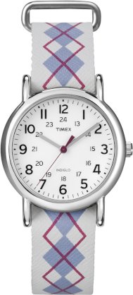 Timex Women's T2N918KW Weekender Mid Size Argyle Watch