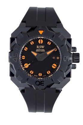 RSW Men's 7050.1.R1.18.00 Diving Tool Black Pvd Rotating Bezel Water Resistant Rubber Watch