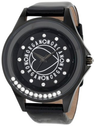 Morgan Women's M1033BSS Stainless Steel Ion-Plating Black Moving Stones Watch