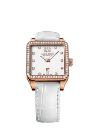 Louis Erard Women's 20700OS34.BACS7 Emotion Square Automatic Rose Gold Alligater Leather Diamond Watch