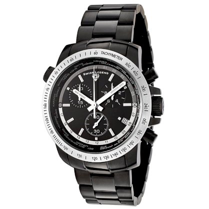 Swiss Legend Men's 10013-BB-11-SB World Timer Collection Chronograph Stainless Steel Watch