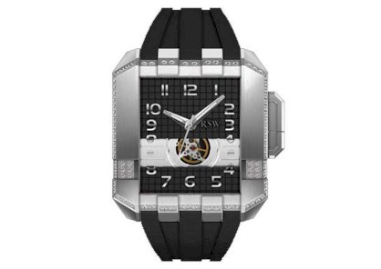 RSW Men's 7110.MS.R1.12.D1 Crossroads Square Automatic Diamond Black Rubber Watch