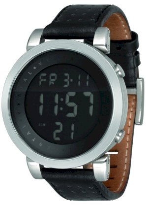  Vestal Men's DDL002 Digital Doppler Silver and Black Leather Watch