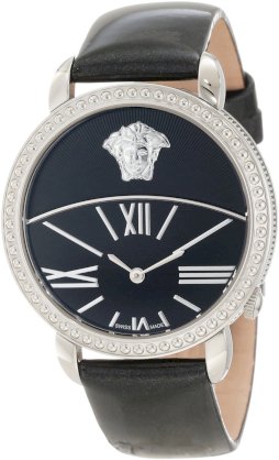 Versace Women's 93Q99D008 S009 Krios Black Enamel and Sunray Dial Patent Leather Watch