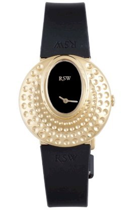 RSW Women's 7130.YP.R1.Q1.00 Moonflower Yellow Gold PVD Dotted Stainless Steel Black Rubber Watch