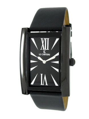 Le Chateau Men's 7021MGUN-ROM-BLK Cardini All Steel Leather Band Watch
