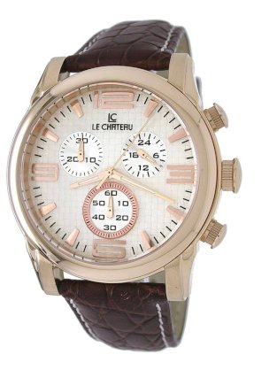 Le Chateau Men's 5432M-WHT Sports Dinamica Collection Leather Band Watch