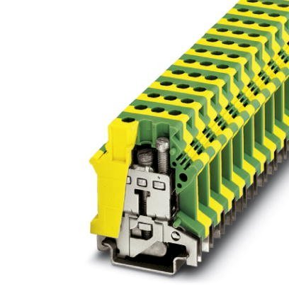 Ground Terminal Block Phoenix Contact USLKG10N, 10 mm², đường kính dây 10 mm², rộng 10.2mm, màu vàng-xanh