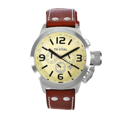  TW Steel Men's TW5 Canteen Brown Leather Cream Dial Watch