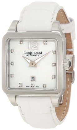 Louis Erard Women's 20700AA14.BAV10 Emotion Square Automatic White Alligater Leather Diamond Watch