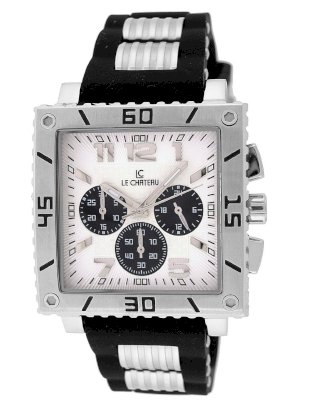Le Chateau Men's 5441m-whtandblk Sport Dinamica Chronograph Stainless Steel Rubber Band Watch