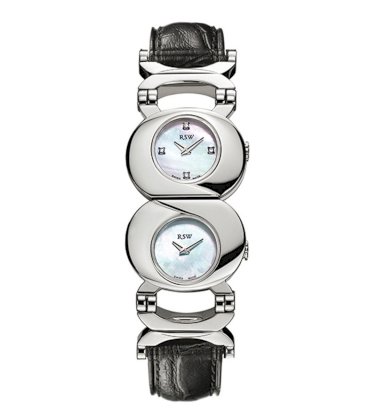 RSW Women's 6800.BS.LL1.211-21.0-0 Simply Eight Mother-Of-Pearl Dials Black Leather Reversible Watch