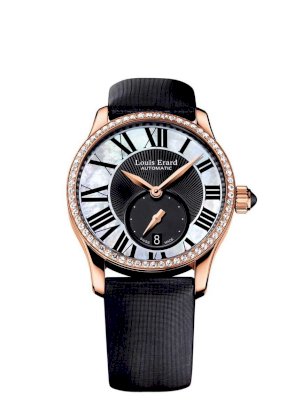 Louis Erard Women's 92602OS02.BACS6 Emotion Automatic Rose Gold Black Alligater Leather Diamond Watch