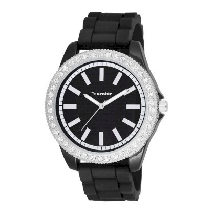  Vernier Women's VNR11087BK Oversized Sparkle Silicon Strap Quartz Watch