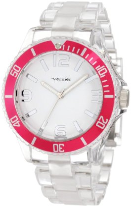 Vernier Women's VNR110099PK Clear Plastic Bracelet Quartz Watch