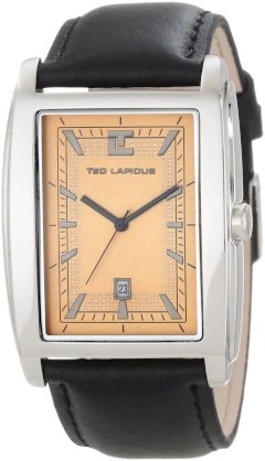 Ted Lapidus Men's 5118301 Antique Gold Dial Black Leather Watch