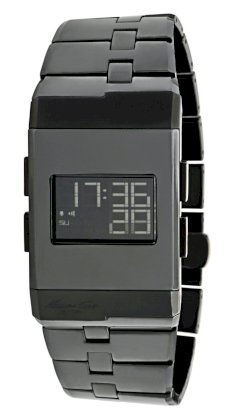 Kenneth Cole New York Men's KC3982 Digi-Tech Digital Roller-Ball Black Ceramic Bracelet Watch