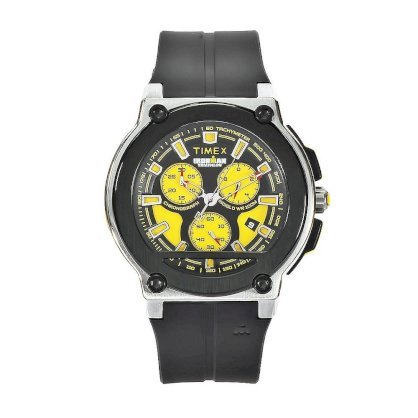 Timex Men's T5K350 Ironman Dress Black Rubber Yellow Dial Watch