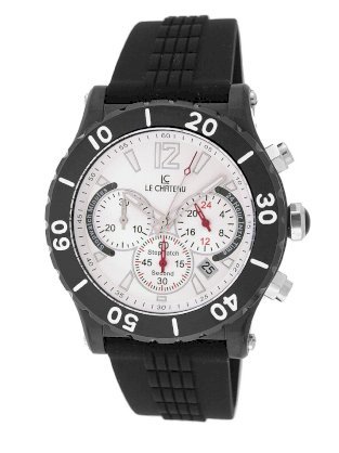 Le Chateau Men's 5440m-sil Sport Dinamica Chronograph Black Ion-Plated Rubber Band Watch
