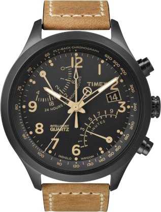 Timex Men's T2N700DH Intelligent Quartz T Series Racing Fly Back Chrono Black Ion-Plating Case Sand Strap Watch