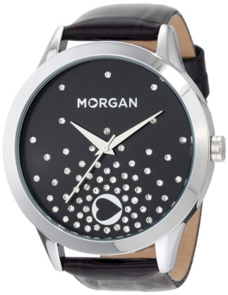 Morgan Women's M1104B Over-Sized Black with Crystals Watch