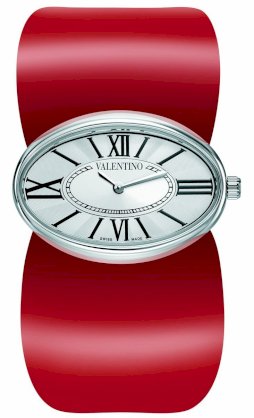Valentino Women's V43MBQ9902S800 Seduction Oval Stainless Steel Red Leather Watch