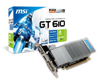 MSI N610GT-MD1GD3H/LP (NVIDIA GeForce GT 610, GDDR3 1GB, 64-bit, PCI-E 2.0)