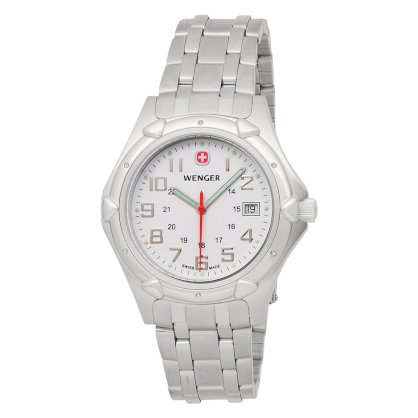 Wenger Men's 73119 Standard Issue XL White Dial Steel Bracelet Watch
