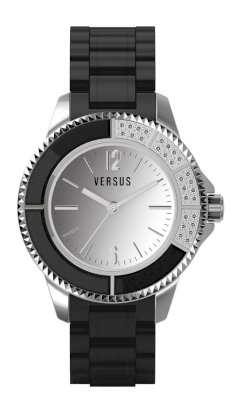  Versus Women's 3C64300000 Tokyo Black Rubber Silver Dial Crystal Watch