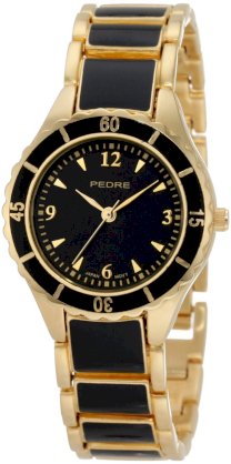 Pedre Women's 5145GKX Gold-Tone with Black Enamel Bracelet Watch