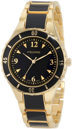 Pedre Midsize 0140GKX Gold-Tone with Black Enamel Bracelet Watch