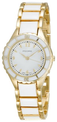Pedre Women's 5145GWX Gold-Tone with White Enamel Bracelet Watch