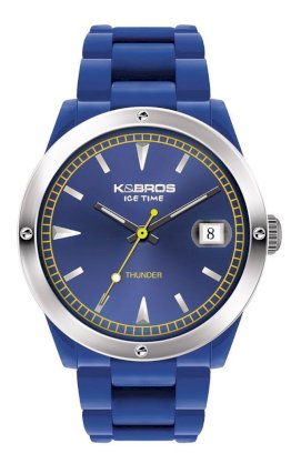 K&Bros Men's 9556-2 Icetime Three Hands Matt Polyurethane Watch