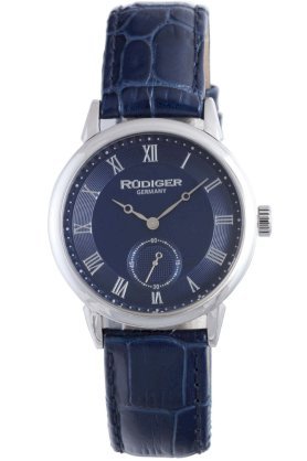  Rudiger Men's R3000-04-003L Leipzig Blue Leather Blue Dial Roman Numeral Watch