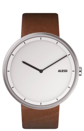 Alessi Unisex AL13001 Out Time Brown Leather Strap Watch