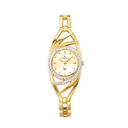 Certus Women's 631660 Golden Dial Stones Encrusted Gold Tone Brass Watch