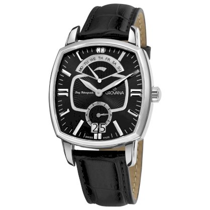 Grovana Men's 1717.1537 Traditional Traditional Black Dial Quartz Watch