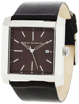  French Connection Men's FC1031B Black Leather Stainless Steel Watch