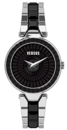  Versus Women's 3C72400000 Sertie Black Dial Textured Glass Bezel Steel Bracelet Watch