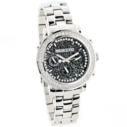 Ladies Luxurman Watches: Large Diamond Bezel Watch 2ct