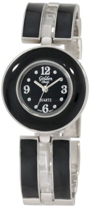 Golden Classic Women's 2132 Blk Color Time Enameled Black Round Bezel Watch