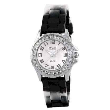 Golden Classic Women's 2218-zebra "Chic Jelly" Petite Rhinestone Zebra Silicone Watch