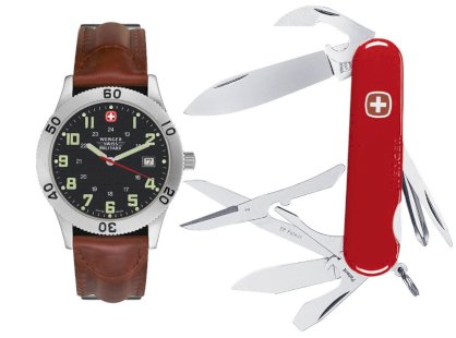 Wenger 69265 Set 72965 Grenadier Swiss Military Watch & 16984 Teton Swiss Army Knife