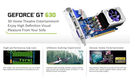 Sparkle SX630L1024JC (NVIDIA GeForce GT630 , GDDR3 1024MB, 128-Bit, PCI-E 2.0)