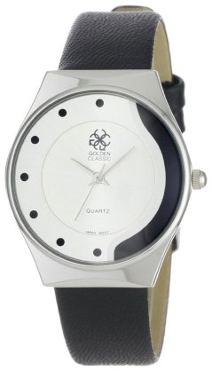 Golden Classic Women's 5149-blk "Color Balance" Modern Silver and Leather Watch