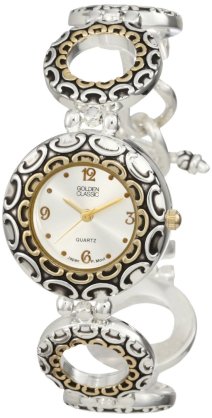 Golden Classic Women's 2148-TT Come Around Uniquely Designed Two Tone Round Watch