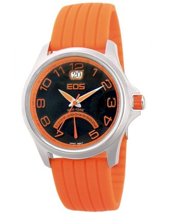 EOS New York Men's 15SORG Silicone Traveler Orange Strap Watch