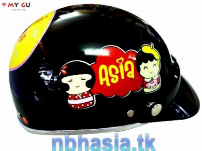 Mũ bảo hiểm ASIA - 105 Đen - Đen Búp bê